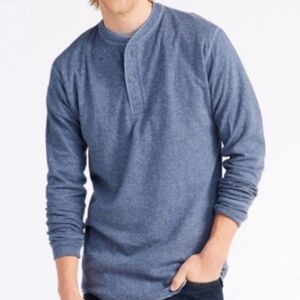 LL Bean Wool w Cotton Lined Thermal River Driver Henley - Wool & Cotton